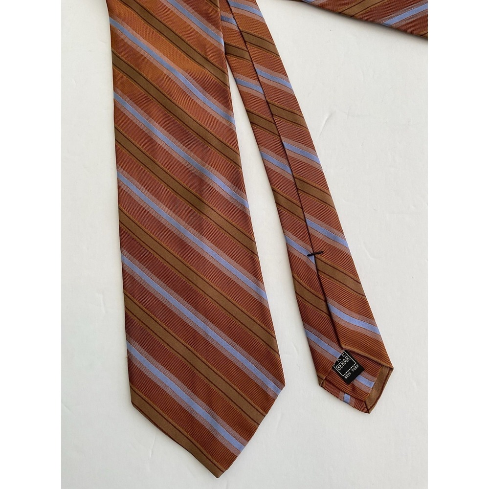 IKE Behar Orange Blue New York Silk Handmade Mullticolor Tie